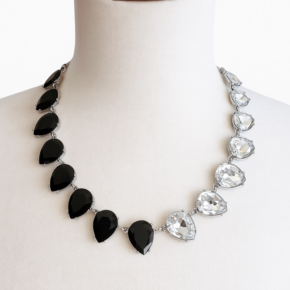 WHBM Jet & Crystal Statement Necklace